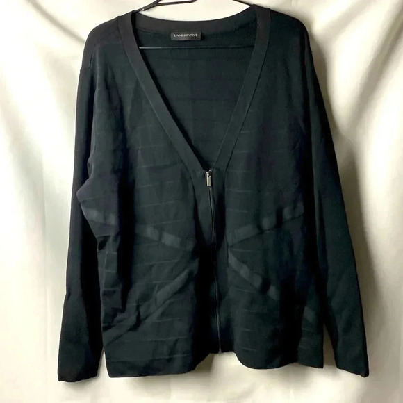 LANE BRYANT WO SIZE 1X BLACK ZIP FRONT SWEATER GOOD CLEAN CONDITION ZIP FRONT - Picture 1 of 10